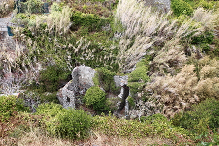 remains of an old house in the corniglia villageの写真素材