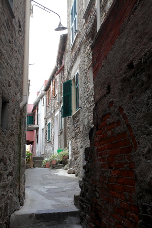 streets and lanes of the small borough of north italyの写真素材