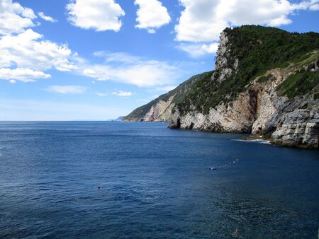 top view of the coastline around Portovenere, Liguria, italyの写真素材