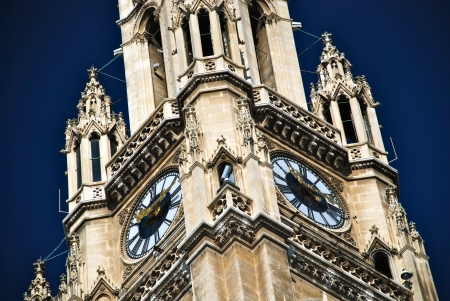 Detail of the Vienna City Hall towerの写真素材