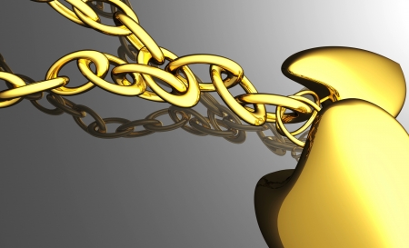 chain with two gold heartsの写真素材