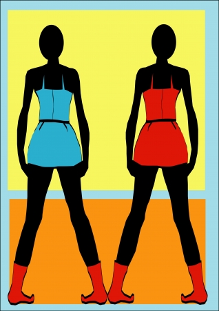 Models in various poses with various clothingの写真素材