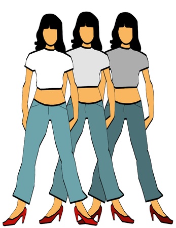 Models in various poses with various clothingの写真素材