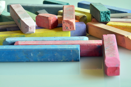 Equipment for artistic design. Colored chalk. close-up