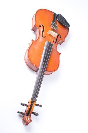 Top view of an isolated violinの写真素材