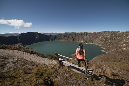 The best viewpoint to Quilotoaの写真素材