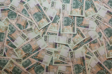 Full frame of 100 Polish Zloty. Back side.の写真素材