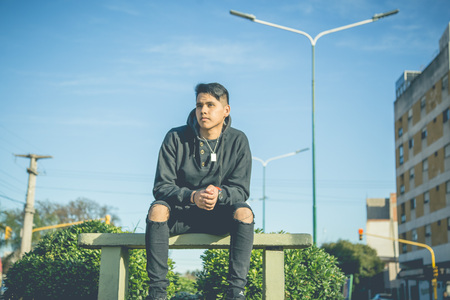 Young man modeling in cityのeditorial素材