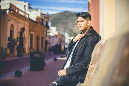 Young man modeling in cityのeditorial素材