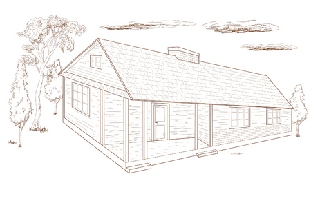 Country house -  hand drawn のイラスト素材