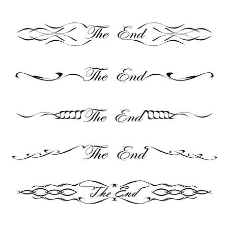 Vintage dividers with "the end" wordのイラスト素材