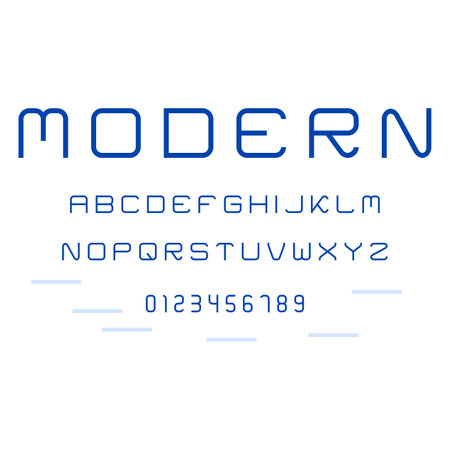 Stylish modern abstract font and alphabet with numbers.のイラスト素材