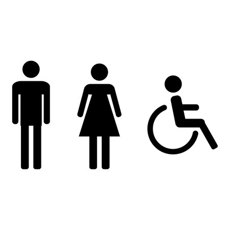 Male and female toilet icon, isolated on white. toilet symbolのイラスト素材