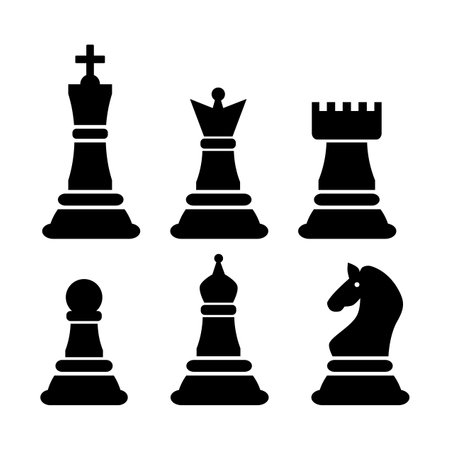 Set of black chess pieces on a white background. Vector illustration.のイラスト素材