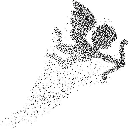 Cupid formed by a magical trail of flying pointsのイラスト素材