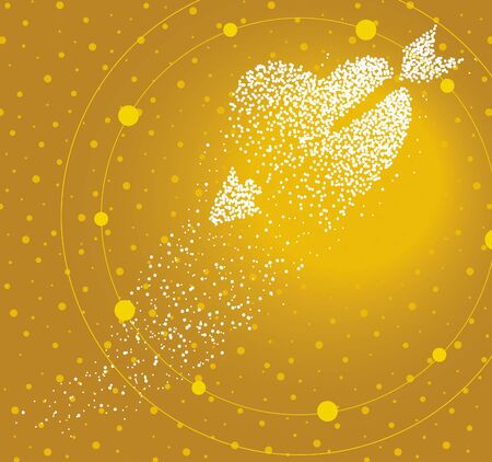 Cupid heart formed by a magical trail of flying points on golden  background:: tasmeemME.com