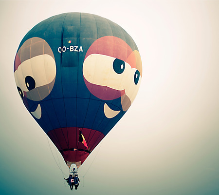 hot air balloons with a smiling faceのeditorial素材