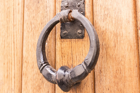 Doorknob on a wooden door