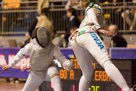 Fencing Cup Torino 2013 woman foil championshipのeditorial素材