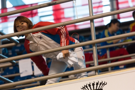 Fencing Cup Torino 2013 woman foil championshipのeditorial素材