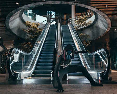 Spider Gwen, Spiderman disguised cosplay outfitのeditorial素材