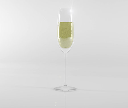 Glass of champagne, yellow drink with bubbles.   Clean and shine glass with a very good drink. Luxury champagne. Excellent shape.の写真素材