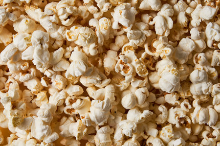 Caramel Pop corn background. Isolated pile of pop cornの写真素材