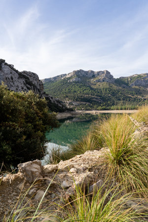 Beautiful panoramic view of a paradisiacal lake in Majorca Spain