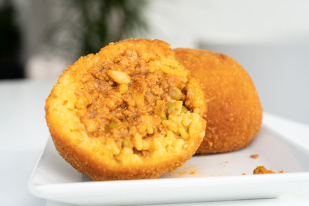 Fried rice ball. Arancino Arancina Arancini - Sicilian Street Foodの写真素材