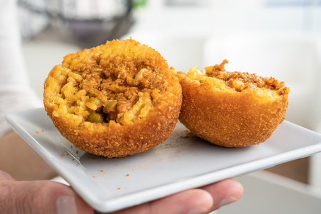 Fried rice ball. Arancino Arancina Arancini - Sicilian Street Foodの写真素材