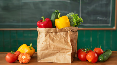 This image is perfect for promoting healthy eating, sustainable shopping, and organic farming. Ideal for use in educational materials, grocery advertisements, and lifestyle content focusing on nutrition and environmental consciousness.の素材