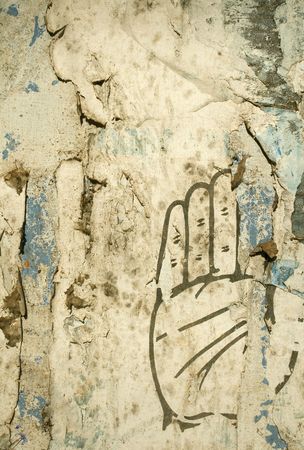 Image of grungy hand on grung textured backgroundの写真素材