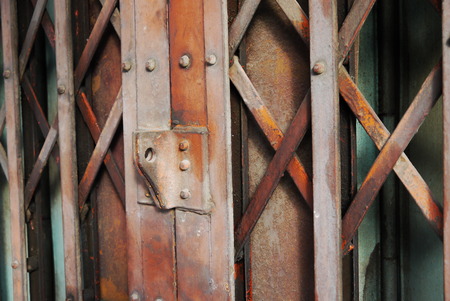 metal door has rusty and no lockの写真素材