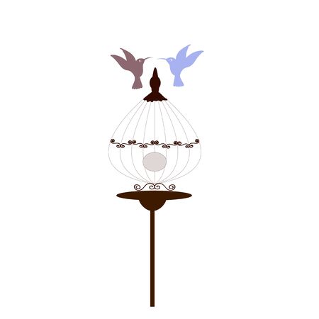 Birdcage vector with flowers. Bird cage vintage. Wedding invitation Save the date Bird cage illustration. Cage vector. Floral clip art. Leaves vectorのイラスト素材
