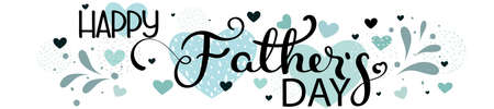Happy father's day text calligraphy greeting card vector. Celebration Father day with hearts of love. Greeting card vector. Illustration father's dayのイラスト素材