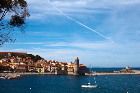 The town of Collioure in Languedoc-Roussillon in Franceの写真素材