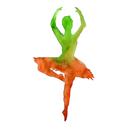 silhouette of a man. dancing ballet. isolated. watercolorの写真素材