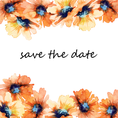 An invitation with sunflowers. holiday design. watercolorの写真素材