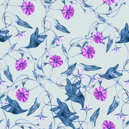 Background curly flower. Seamless pattern. Watercolor illustrationの写真素材