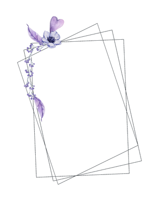 Wedding frame. Isolated on white background. Watercolor illustrationの写真素材