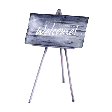 Wedding decorations. Board. Isolated on white background. Watercolor illustrationの写真素材