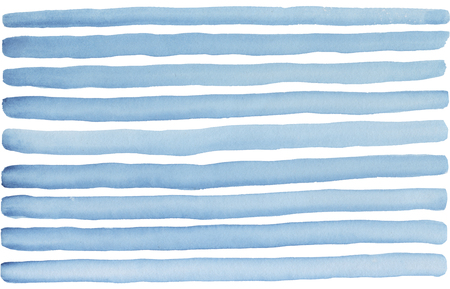 blue lines painted. Isolated on white background. watercolor illustrationの写真素材