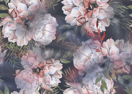 Background of roses. Seamless pattern. Watercolor illustrationの写真素材