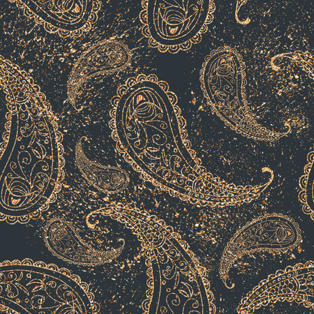 Background with national Indian floral ornament. Seamless pattern.の写真素材