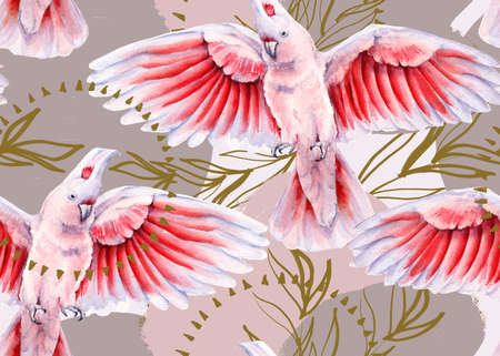 Background with australian bird. Seamless pattern.