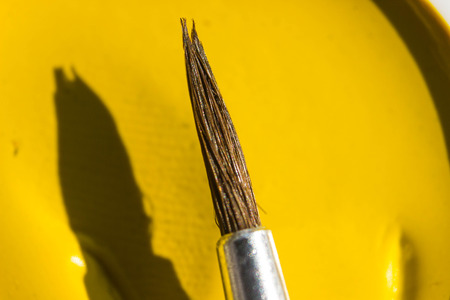 brush for drawing the background colour is yellowの写真素材
