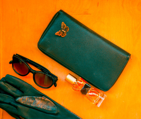 beautiful women's jewelry jewelry and accessories on an abstract plain backgroundの写真素材