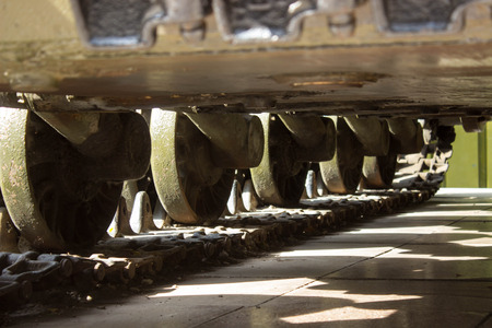 heavy old tank the mechanism of movement of armor to fight enemies and terrorists