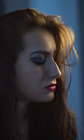 Beautiful sexy girl on the background of stylish eve fashionの写真素材