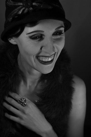 Model in luxury clothes in the likeness of famous Hollywood actress of the twentieth century fashion...